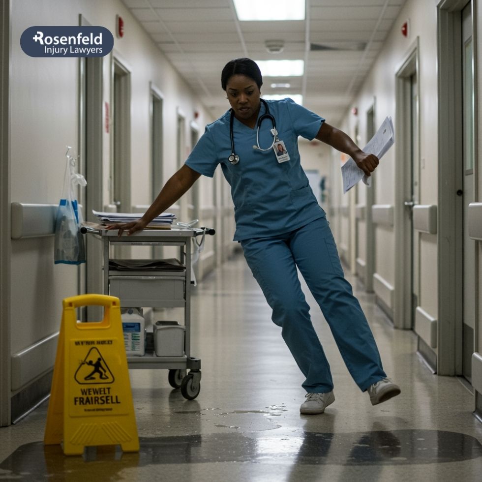 Chicago lawyer files work fall personal injury claim.