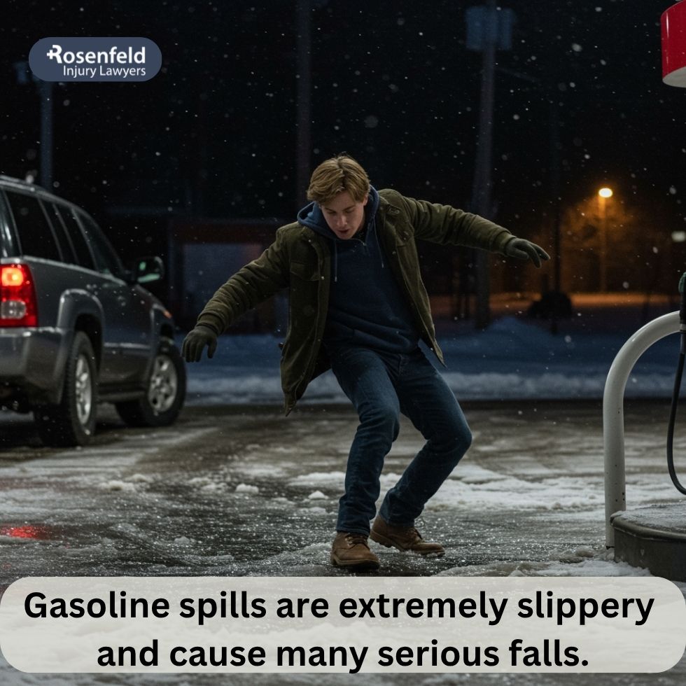 Lawyer drafting a demand letter for a gas station slip and fall claim.