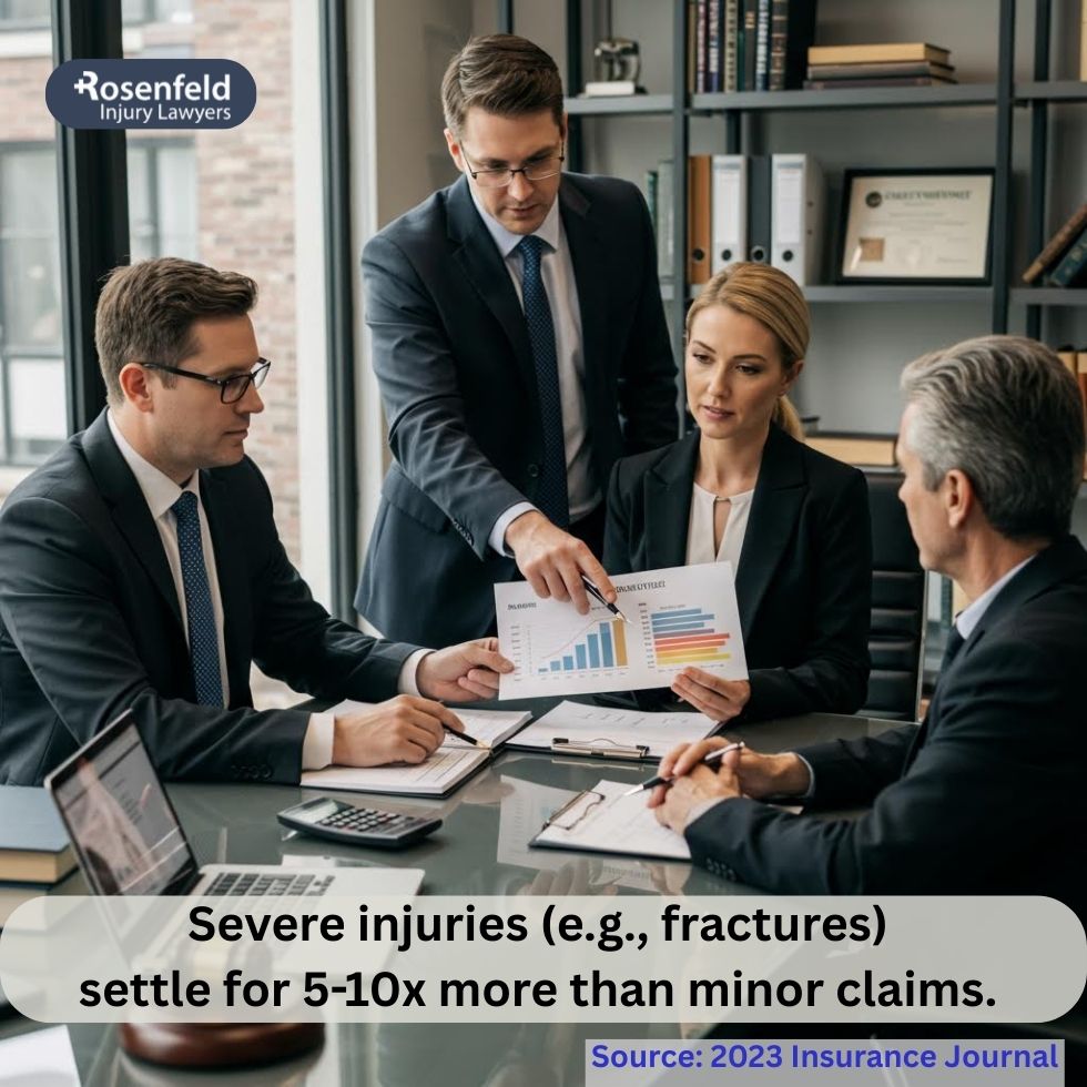 Law firm evaluating settlement amounts based on injury severity