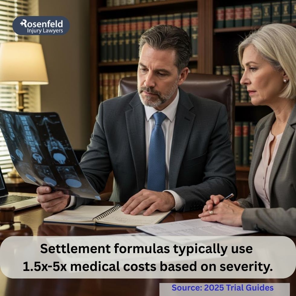 Skilled lawyer determining the value of a fall case settlement